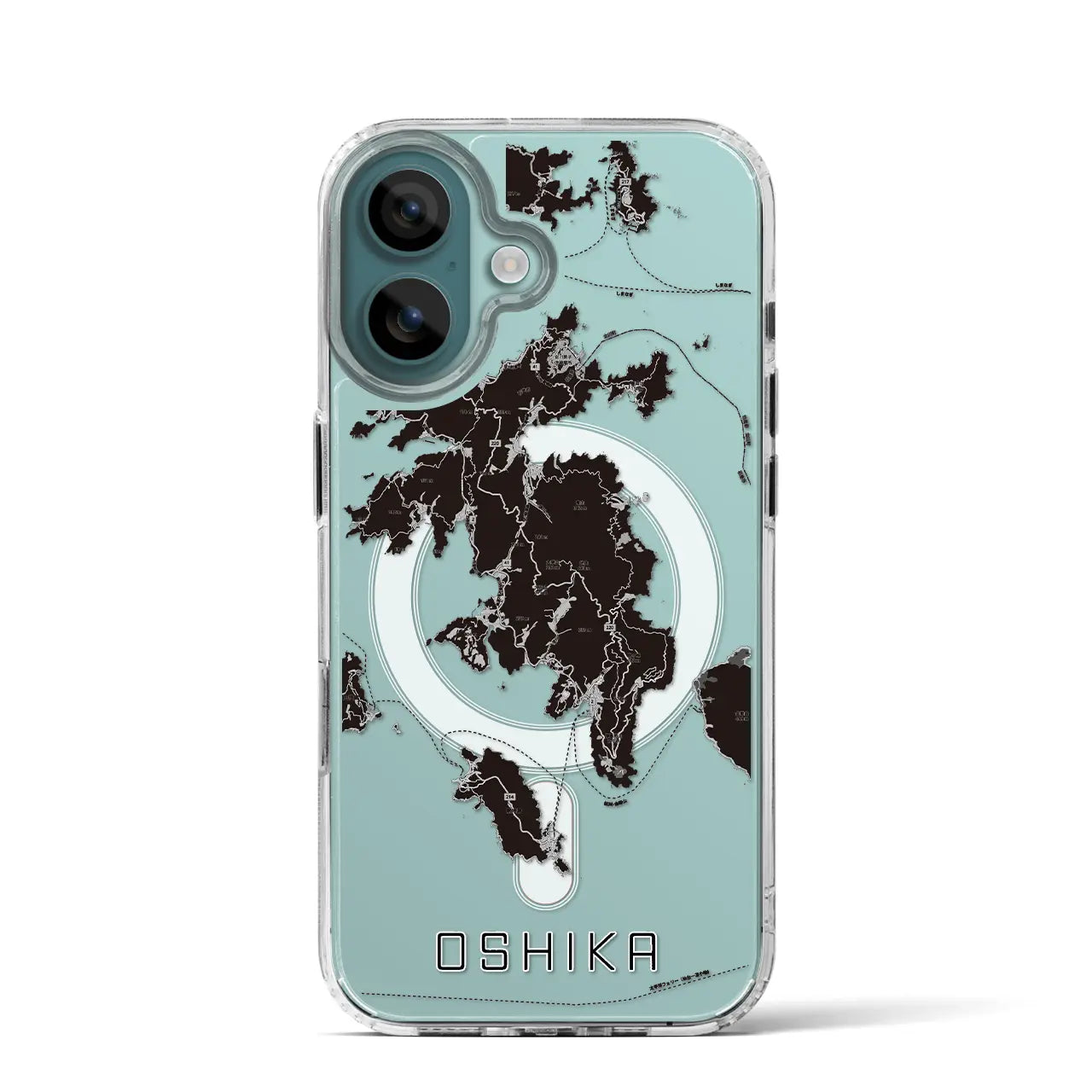 【牡鹿(宮城県)】地図柄iPhoneケース(MagSafeタイプ)モノトーン・iPhone 16 Pro 用