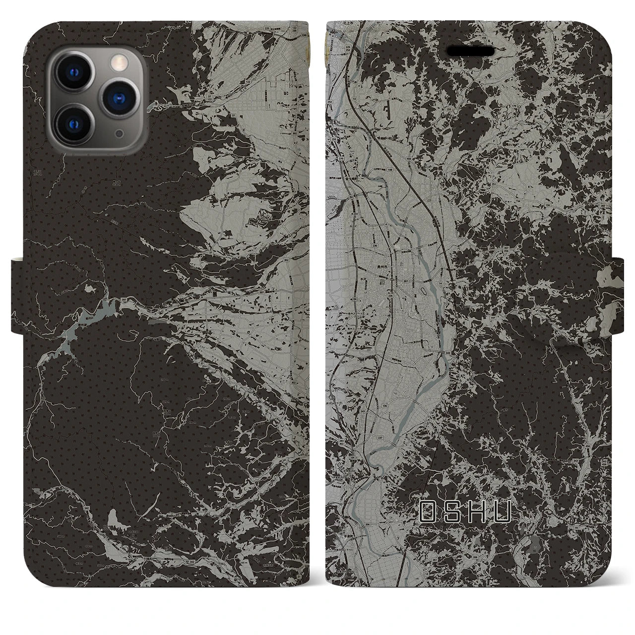 【奥州(岩手県)】地図柄iPhoneケース(手帳タイプ)