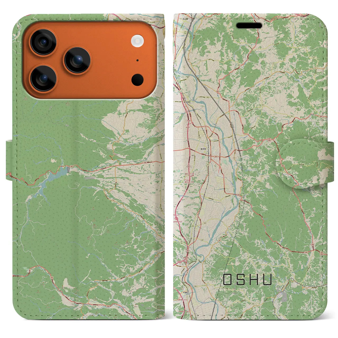 【奥州(岩手県)】地図柄iPhoneケース(手帳タイプ)