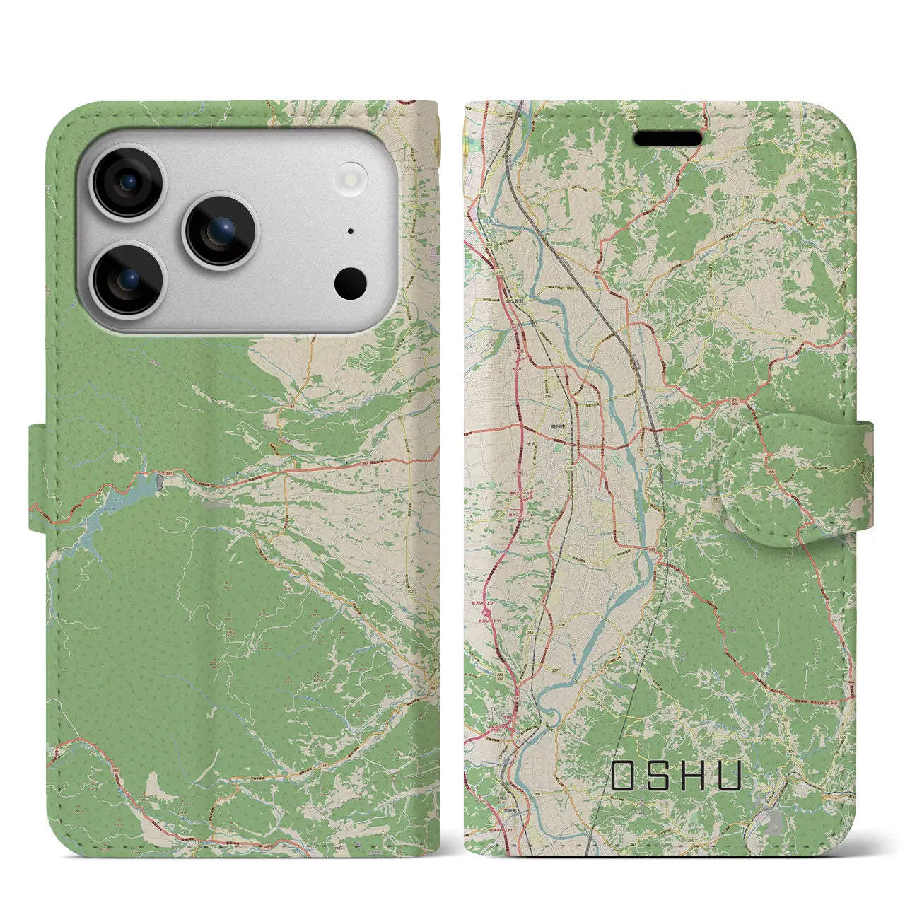 【奥州(岩手県)】地図柄iPhoneケース(手帳タイプ)