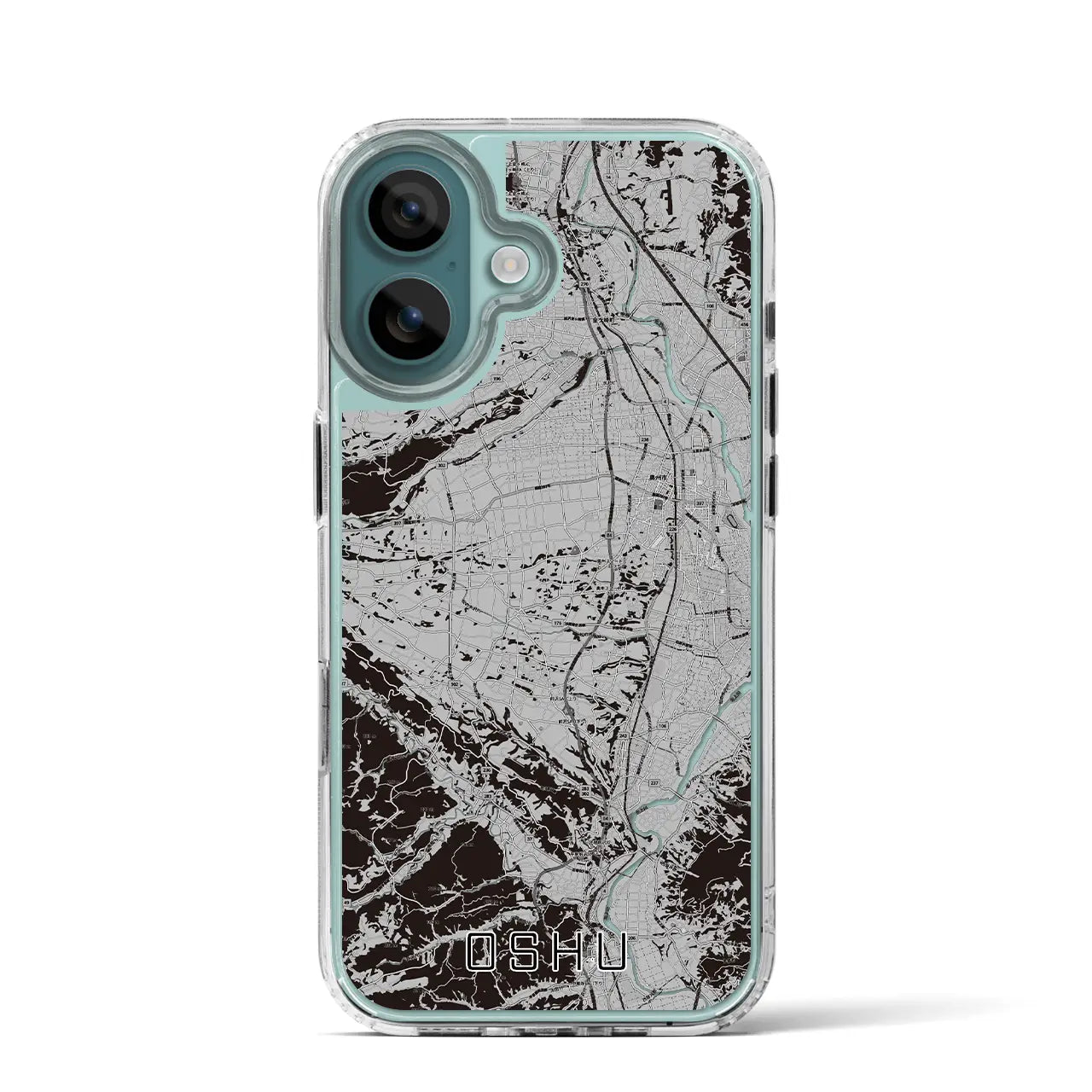 【奥州(岩手県)】地図柄iPhoneケース(MagSafeタイプ)モノトーン・iPhone 16 Pro 用