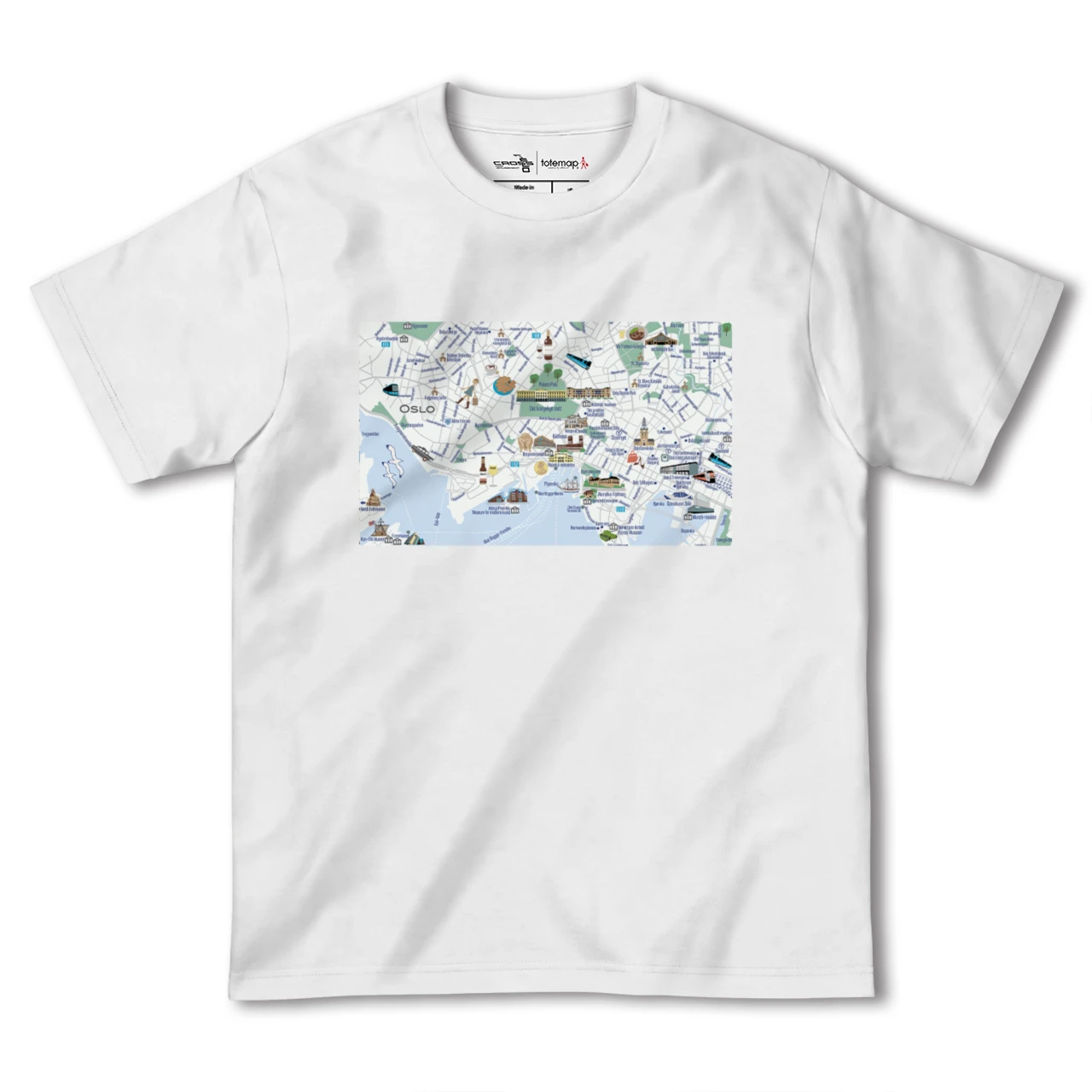 【オスロ(ノルウェー)】イラストマップTシャツ