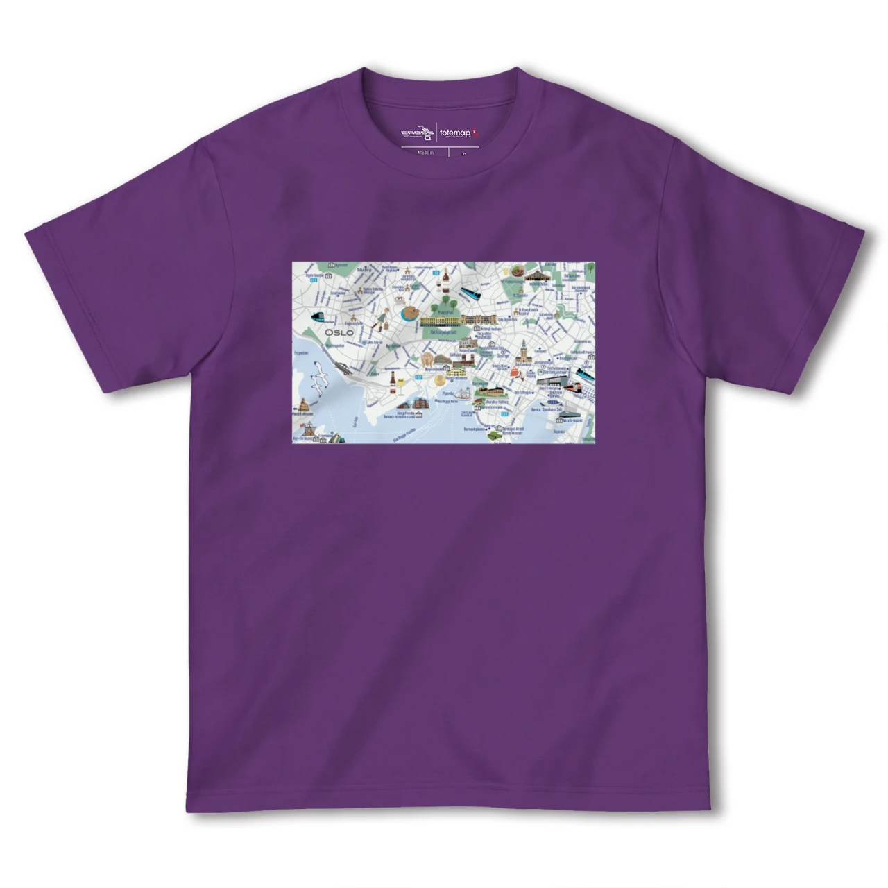 【オスロ(ノルウェー)】イラストマップTシャツ