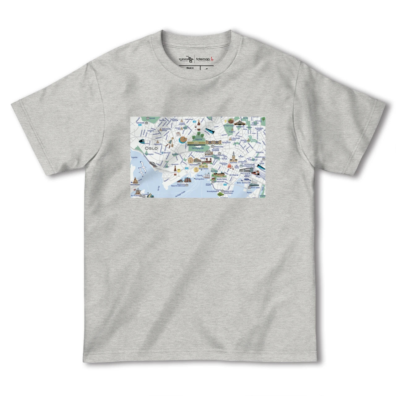 【オスロ(ノルウェー)】イラストマップTシャツ