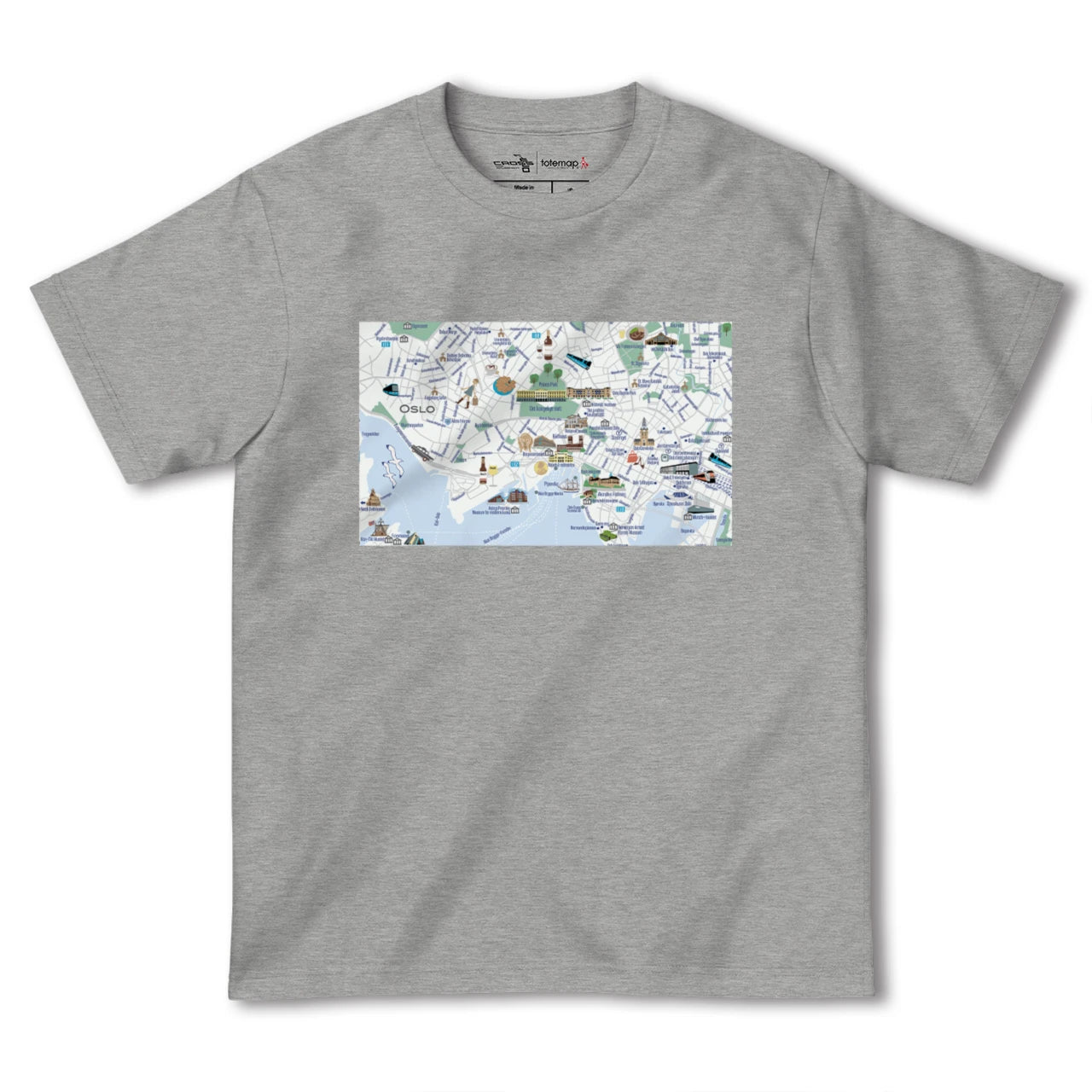 【オスロ(ノルウェー)】イラストマップTシャツ