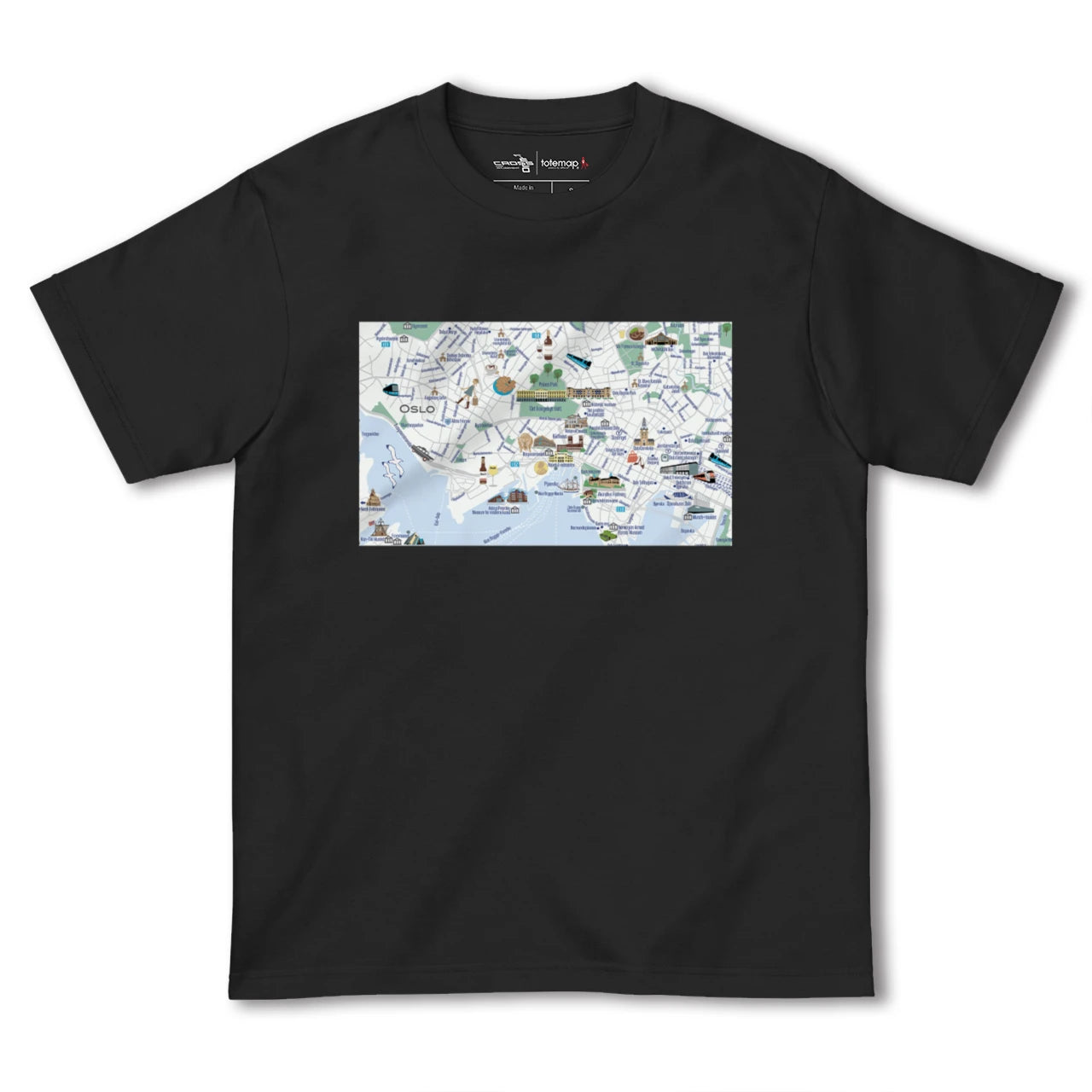 【オスロ(ノルウェー)】イラストマップTシャツ