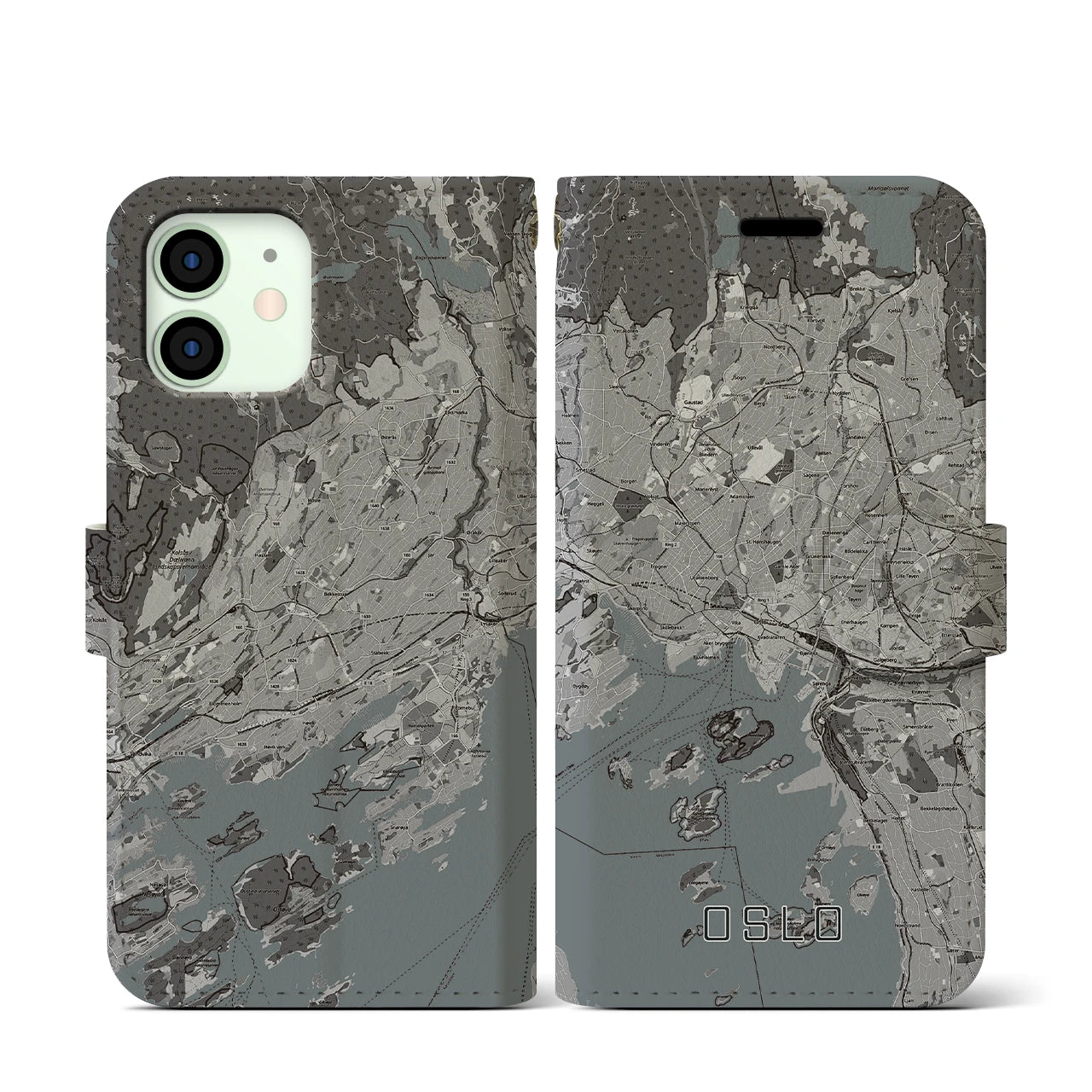 【オスロ(ノルウェー)】地図柄iPhoneケース(手帳タイプ)