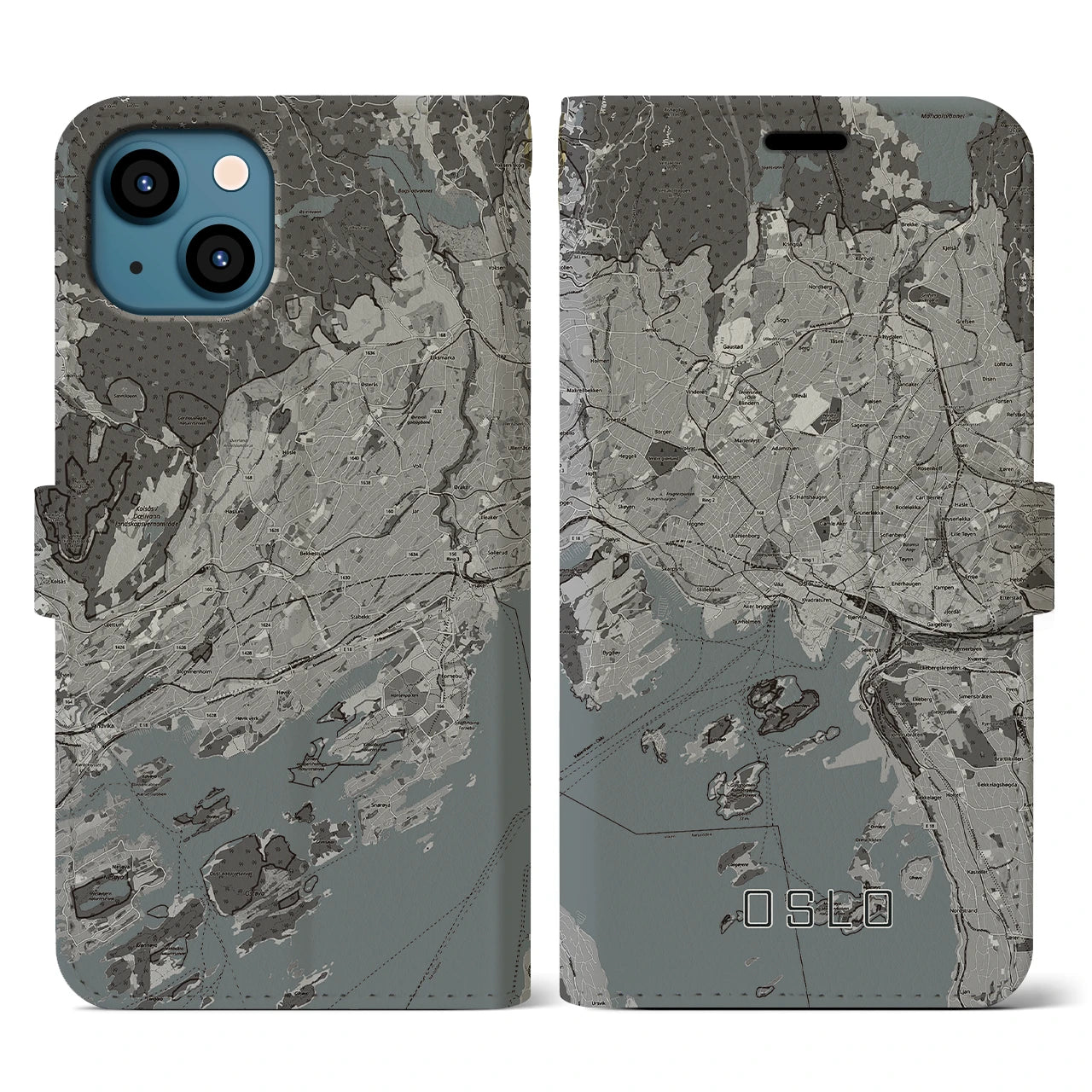 【オスロ(ノルウェー)】地図柄iPhoneケース(手帳タイプ)