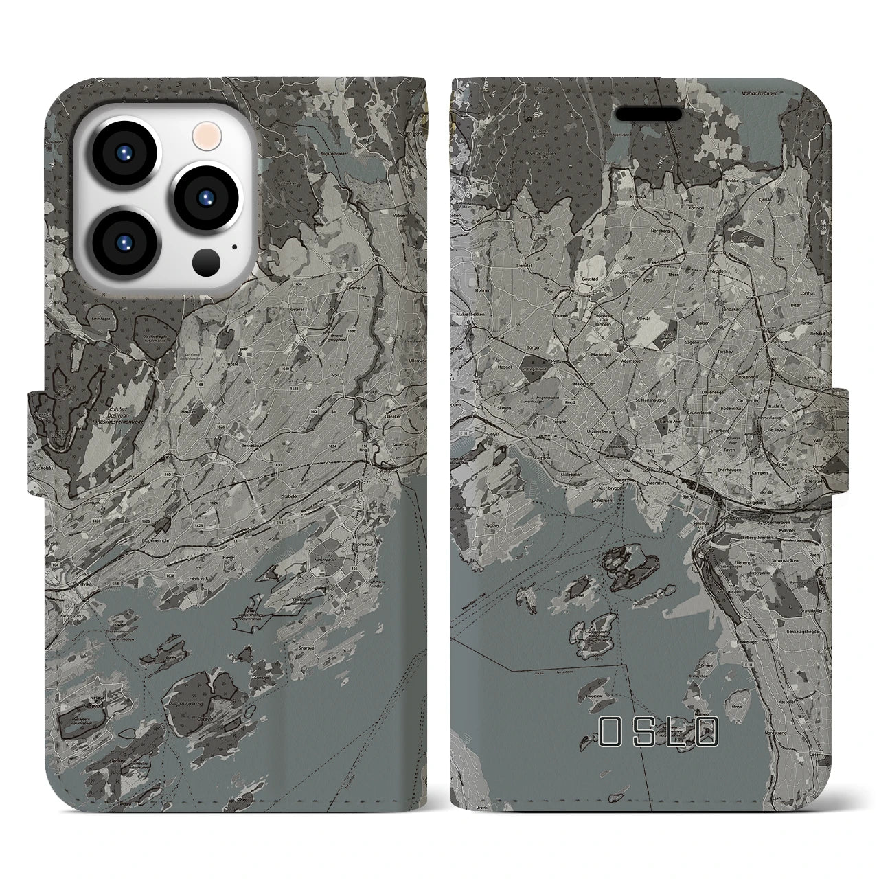 【オスロ(ノルウェー)】地図柄iPhoneケース(手帳タイプ)