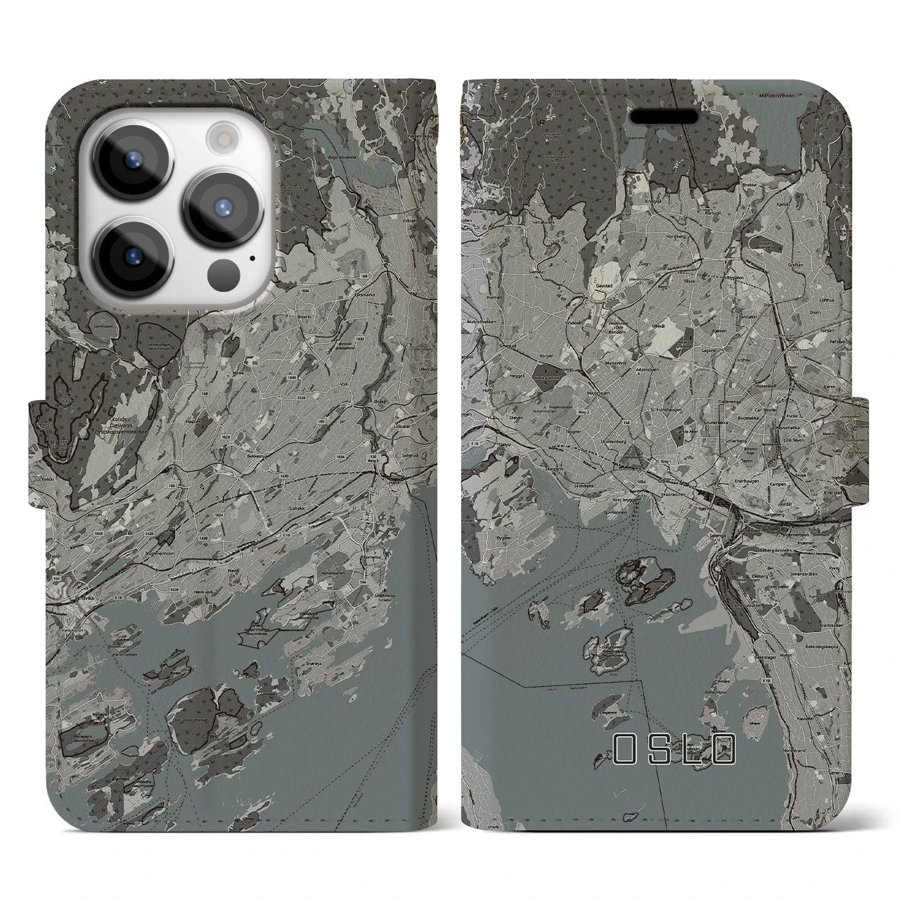 【オスロ(ノルウェー)】地図柄iPhoneケース(手帳タイプ)