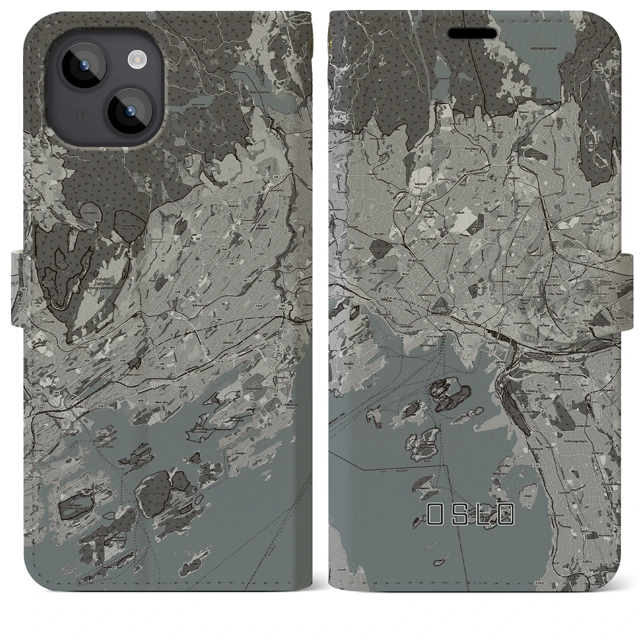 【オスロ(ノルウェー)】地図柄iPhoneケース(手帳タイプ)