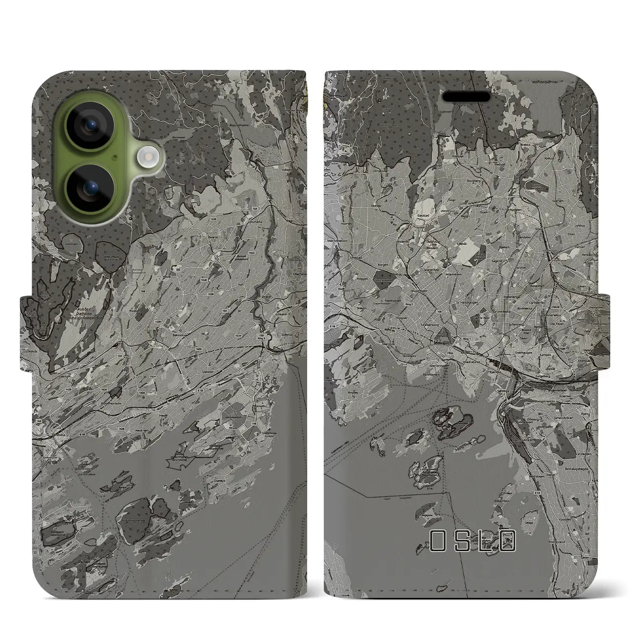 【オスロ(ノルウェー)】地図柄iPhoneケース(手帳タイプ)