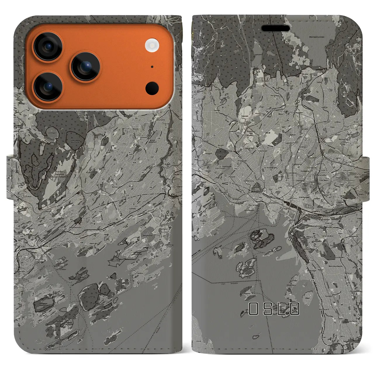 【オスロ(ノルウェー)】地図柄iPhoneケース(手帳タイプ)