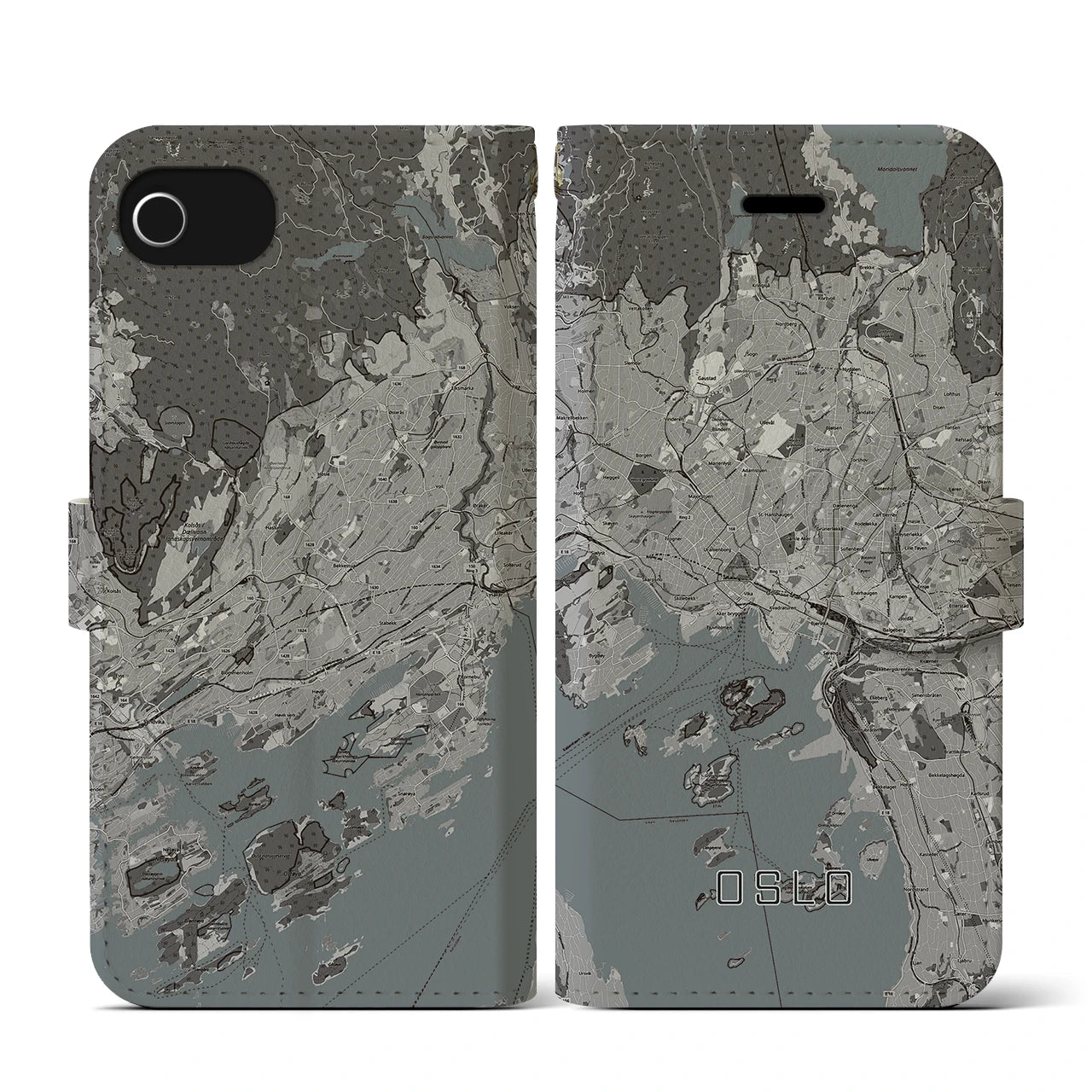 【オスロ(ノルウェー)】地図柄iPhoneケース(手帳タイプ)