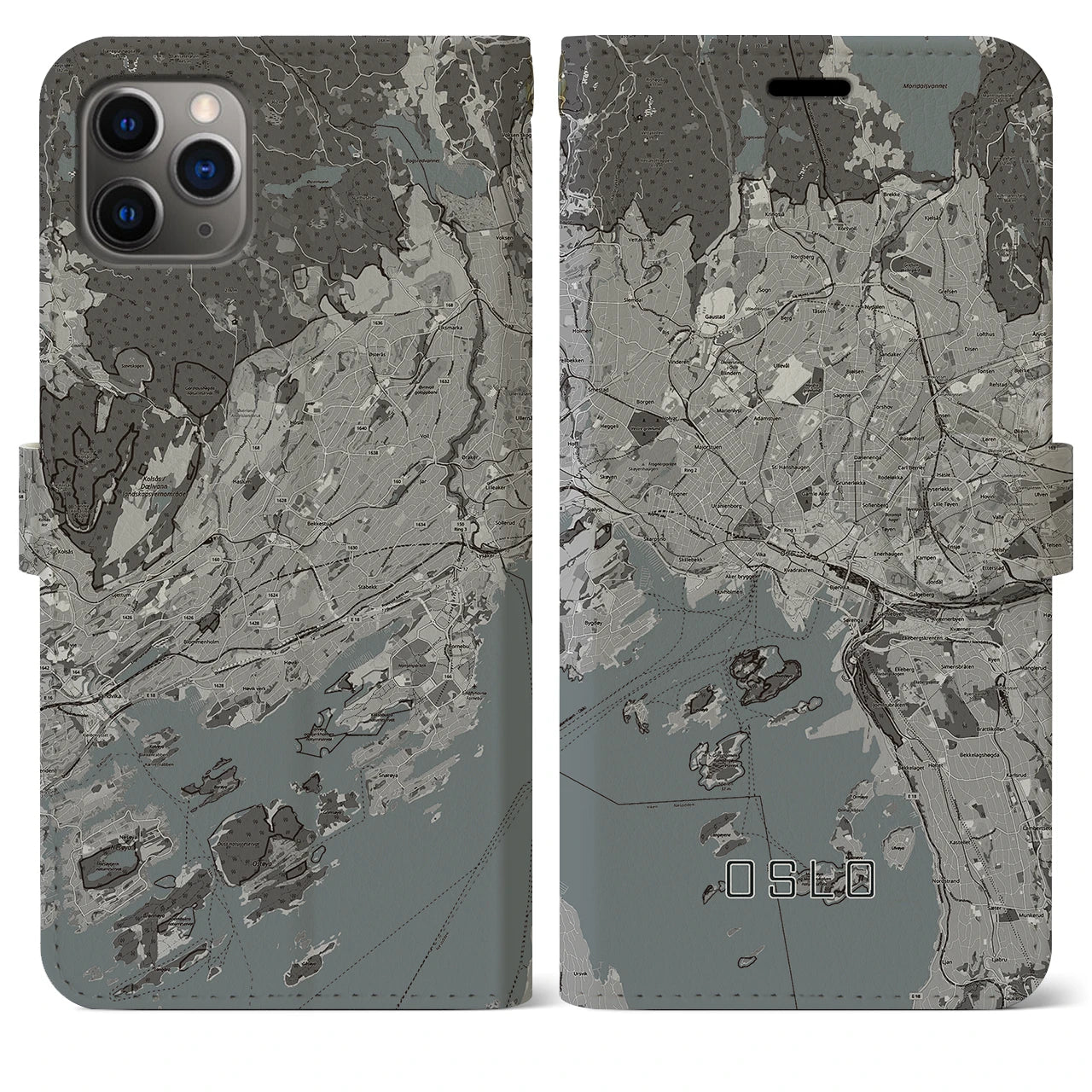 【オスロ(ノルウェー)】地図柄iPhoneケース(手帳タイプ)