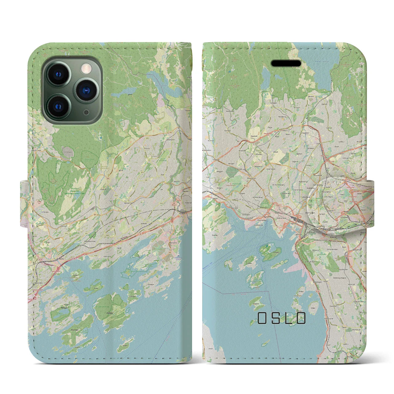 【オスロ(ノルウェー)】地図柄iPhoneケース(手帳タイプ)ナチュラル・iPhone 11 Pro 用