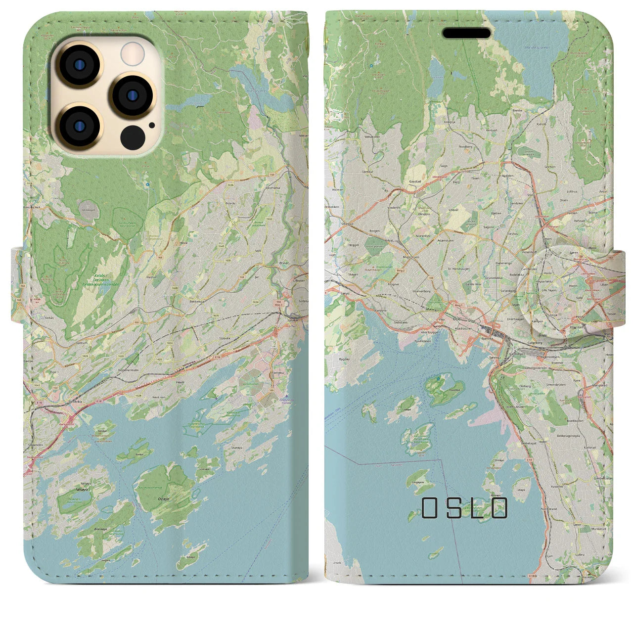 【オスロ(ノルウェー)】地図柄iPhoneケース(手帳タイプ)ナチュラル・iPhone 12 Pro Max 用