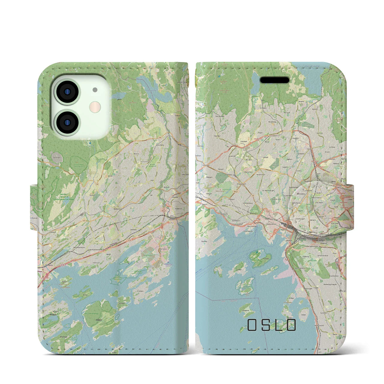 【オスロ(ノルウェー)】地図柄iPhoneケース(手帳タイプ)ナチュラル・iPhone 12 mini 用