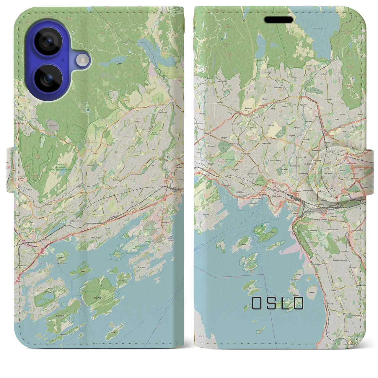 【オスロ(ノルウェー)】地図柄iPhoneケース(手帳タイプ)ナチュラル・iPhone 16 Pro Max 用