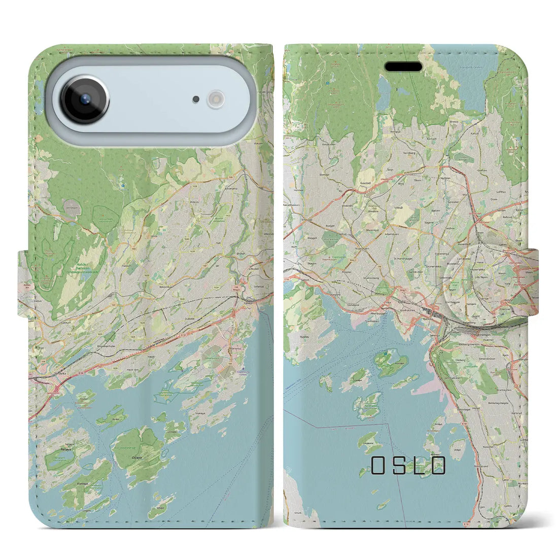 【オスロ(ノルウェー)】地図柄iPhoneケース(手帳タイプ)ナチュラル・iPhone 17 Pro Max 用