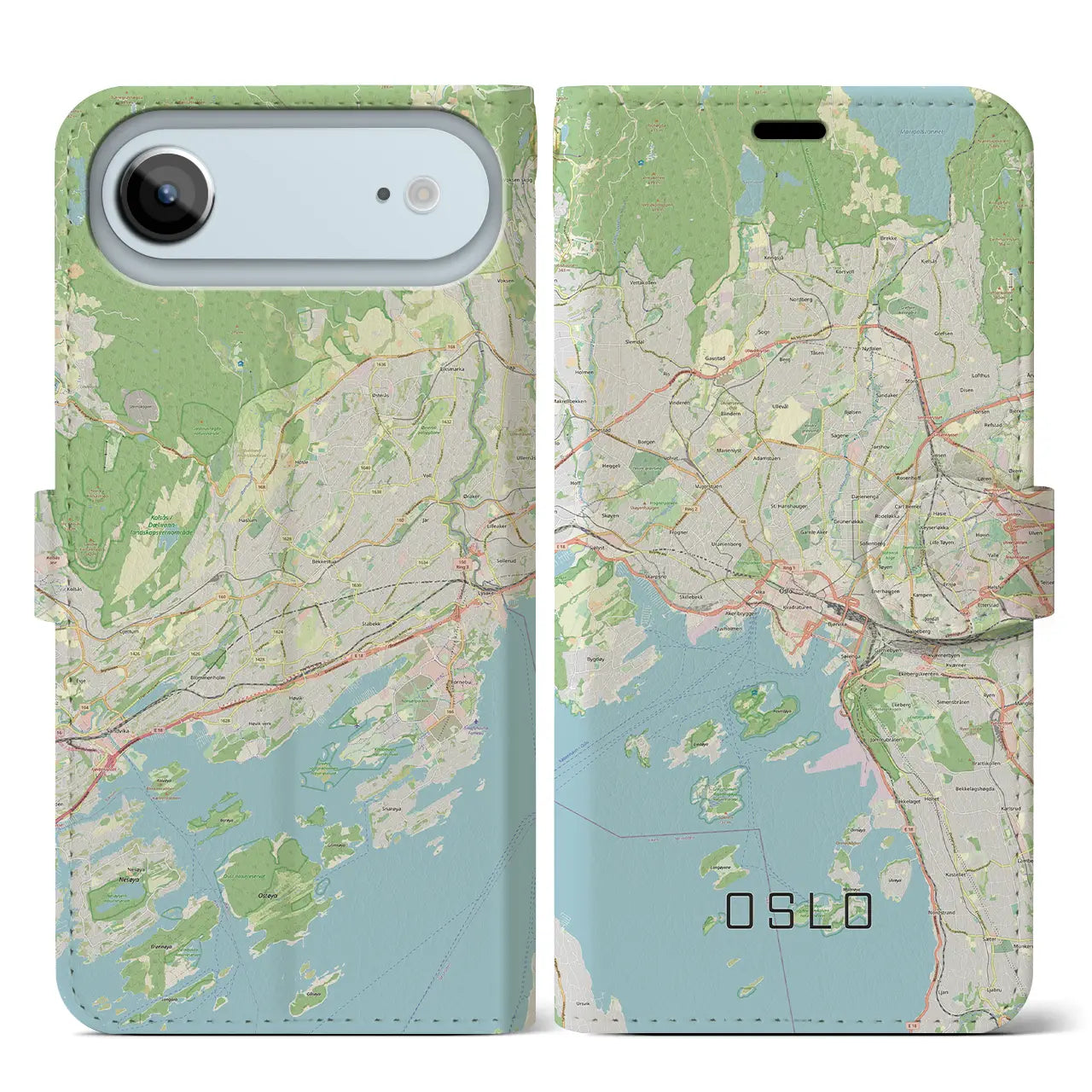 【オスロ(ノルウェー)】地図柄iPhoneケース(手帳タイプ)ナチュラル・iPhone 17 Pro Max 用