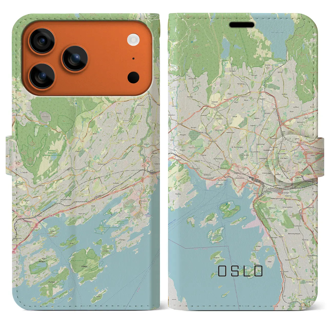 【オスロ(ノルウェー)】地図柄iPhoneケース(手帳タイプ)