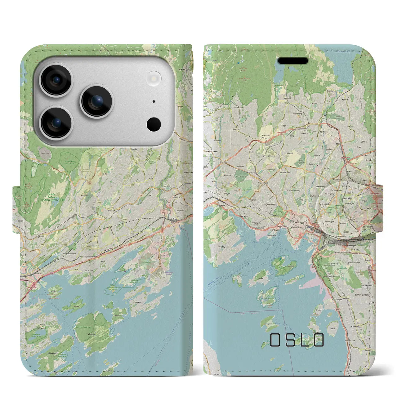 【オスロ(ノルウェー)】地図柄iPhoneケース(手帳タイプ)