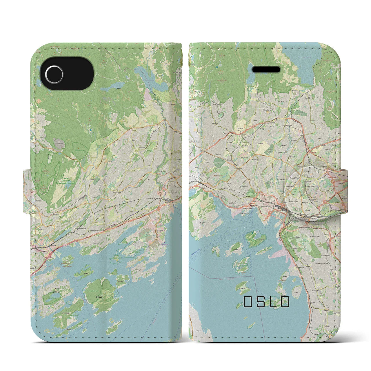 【オスロ(ノルウェー)】地図柄iPhoneケース(手帳タイプ)ナチュラル・iPhone SE(第3 / 第2世代) / 8 / 7 / 6s / 6 用