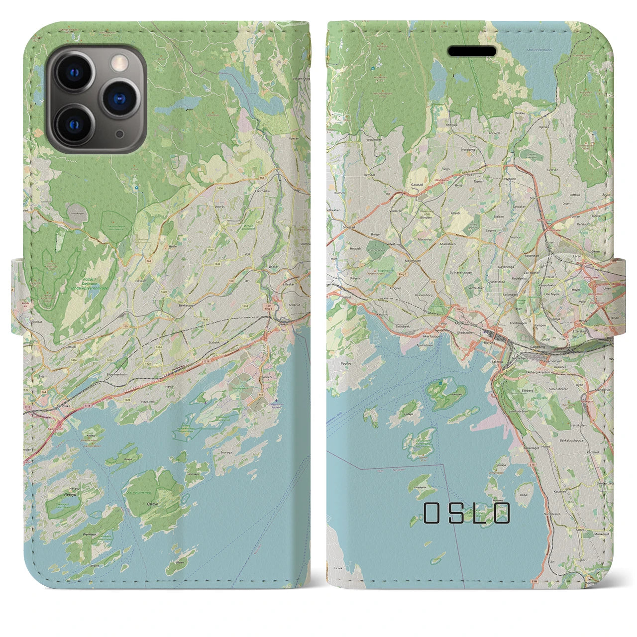 【オスロ(ノルウェー)】地図柄iPhoneケース(手帳タイプ)