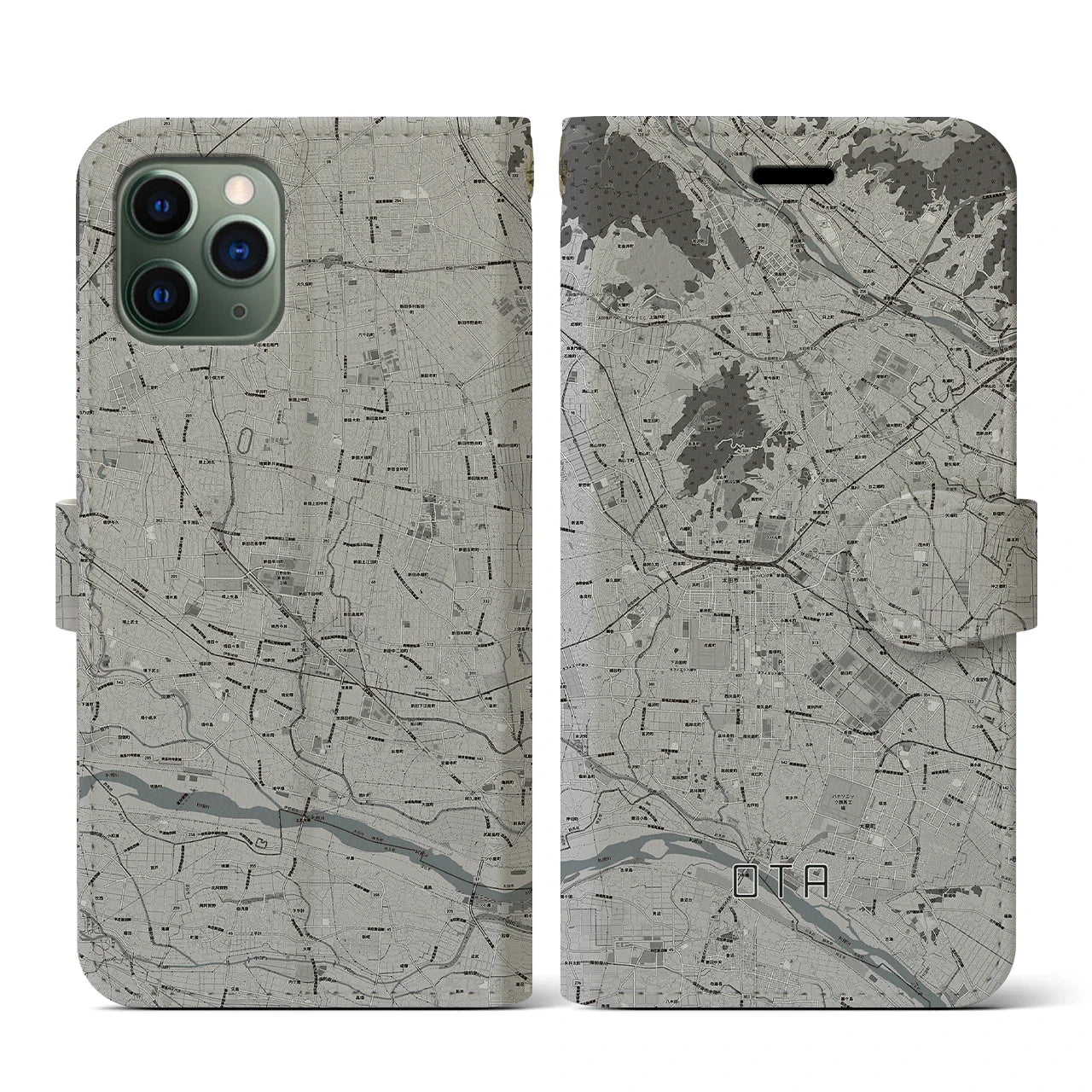 【太田(群馬県)】地図柄iPhoneケース(手帳タイプ)ナチュラル・iPhone 13 用
