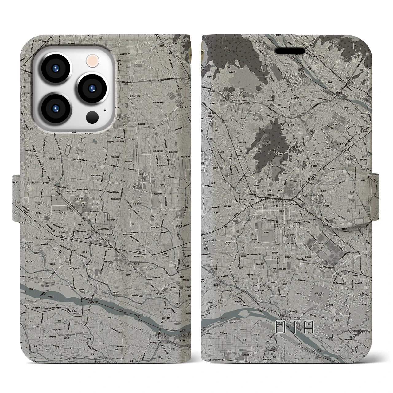 【太田(群馬県)】地図柄iPhoneケース(手帳タイプ)