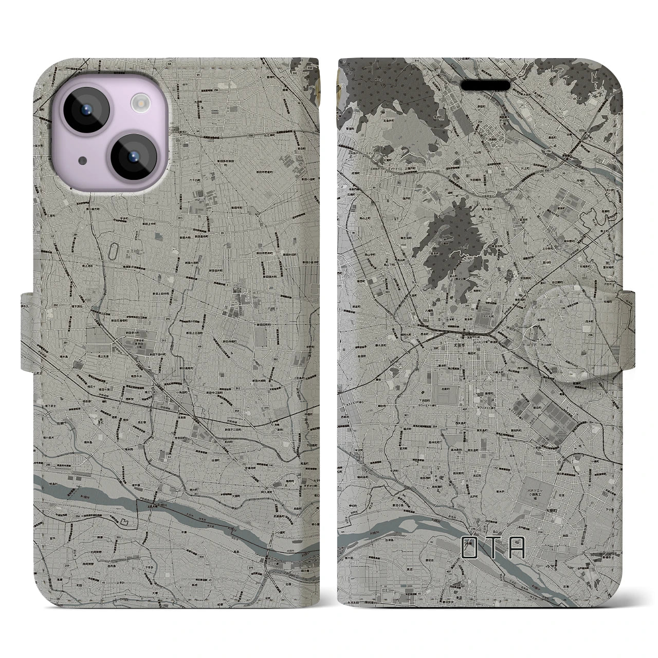 【太田(群馬県)】地図柄iPhoneケース(手帳タイプ)