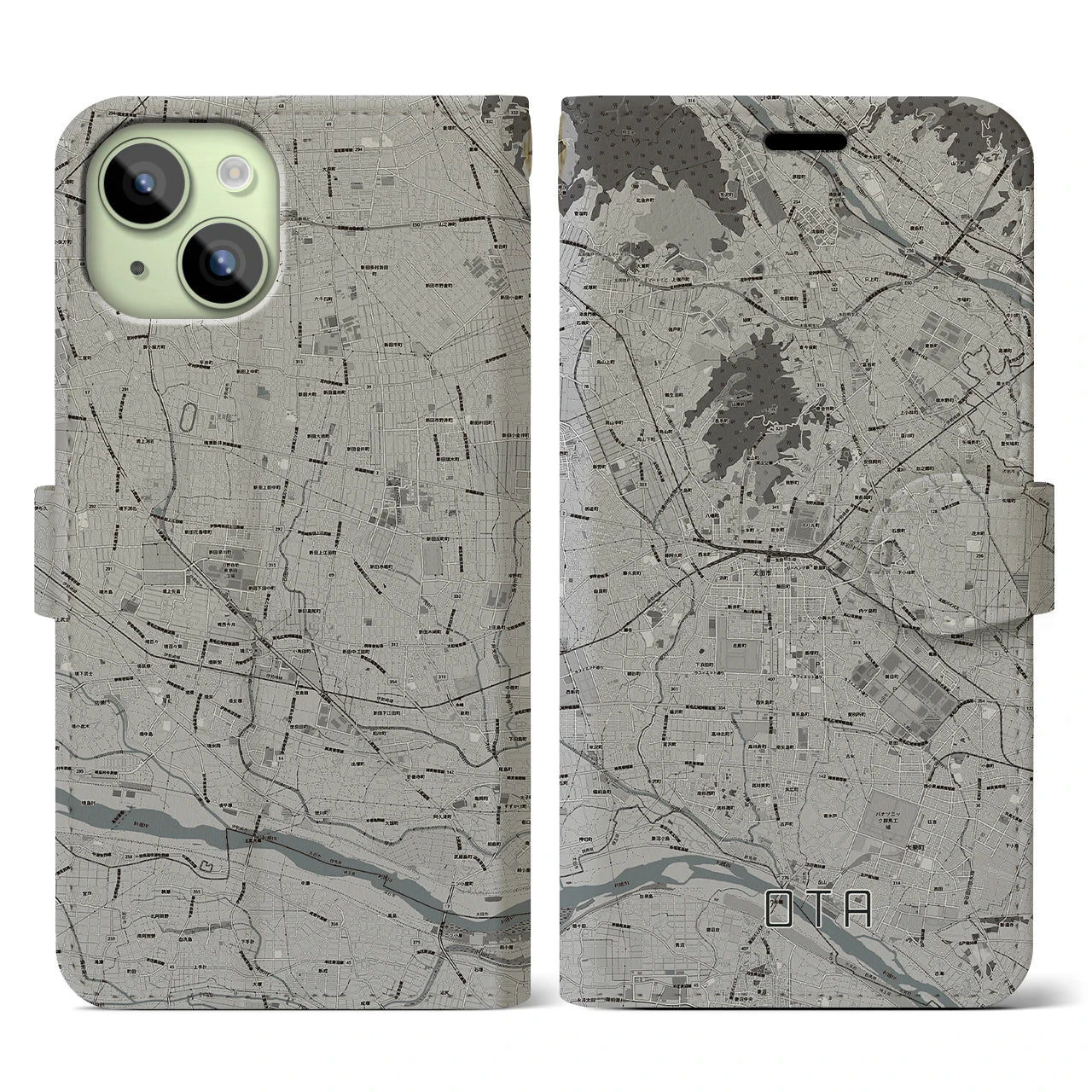 【太田(群馬県)】地図柄iPhoneケース(手帳タイプ)