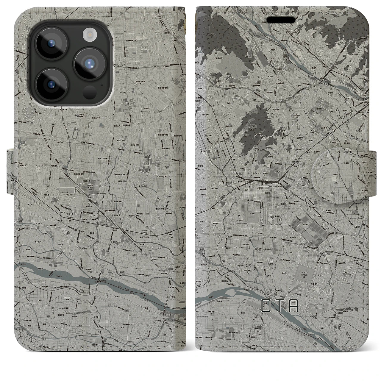 【太田(群馬県)】地図柄iPhoneケース(手帳タイプ)