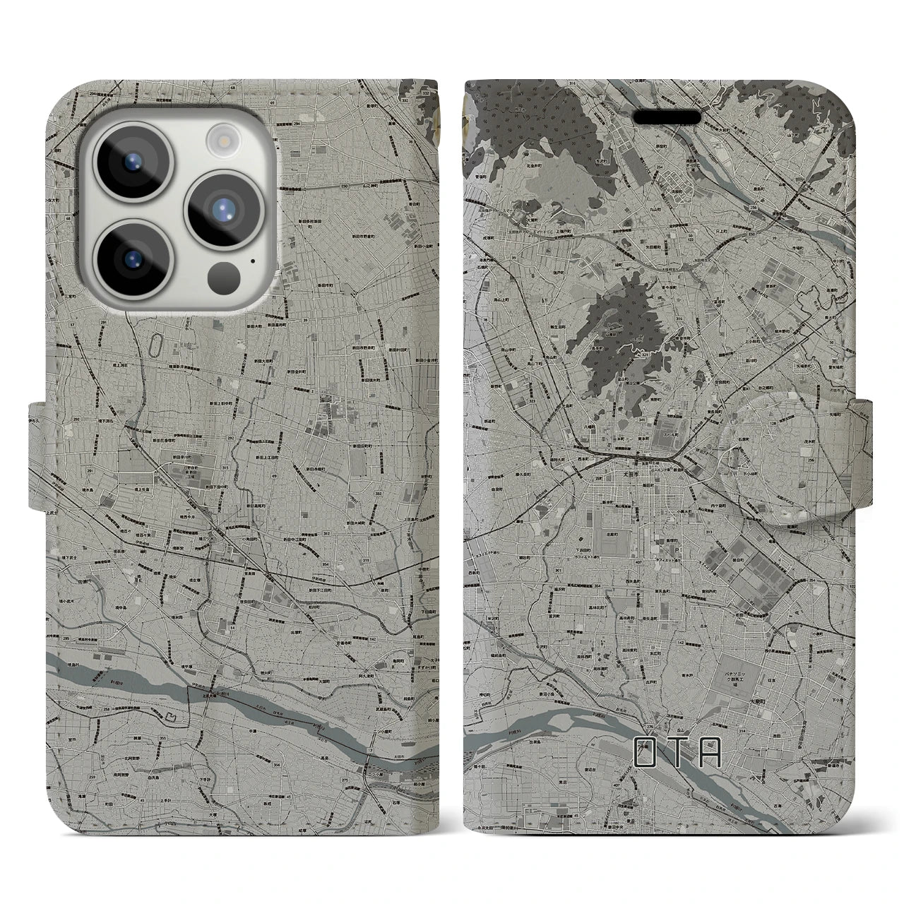 【太田(群馬県)】地図柄iPhoneケース(手帳タイプ)