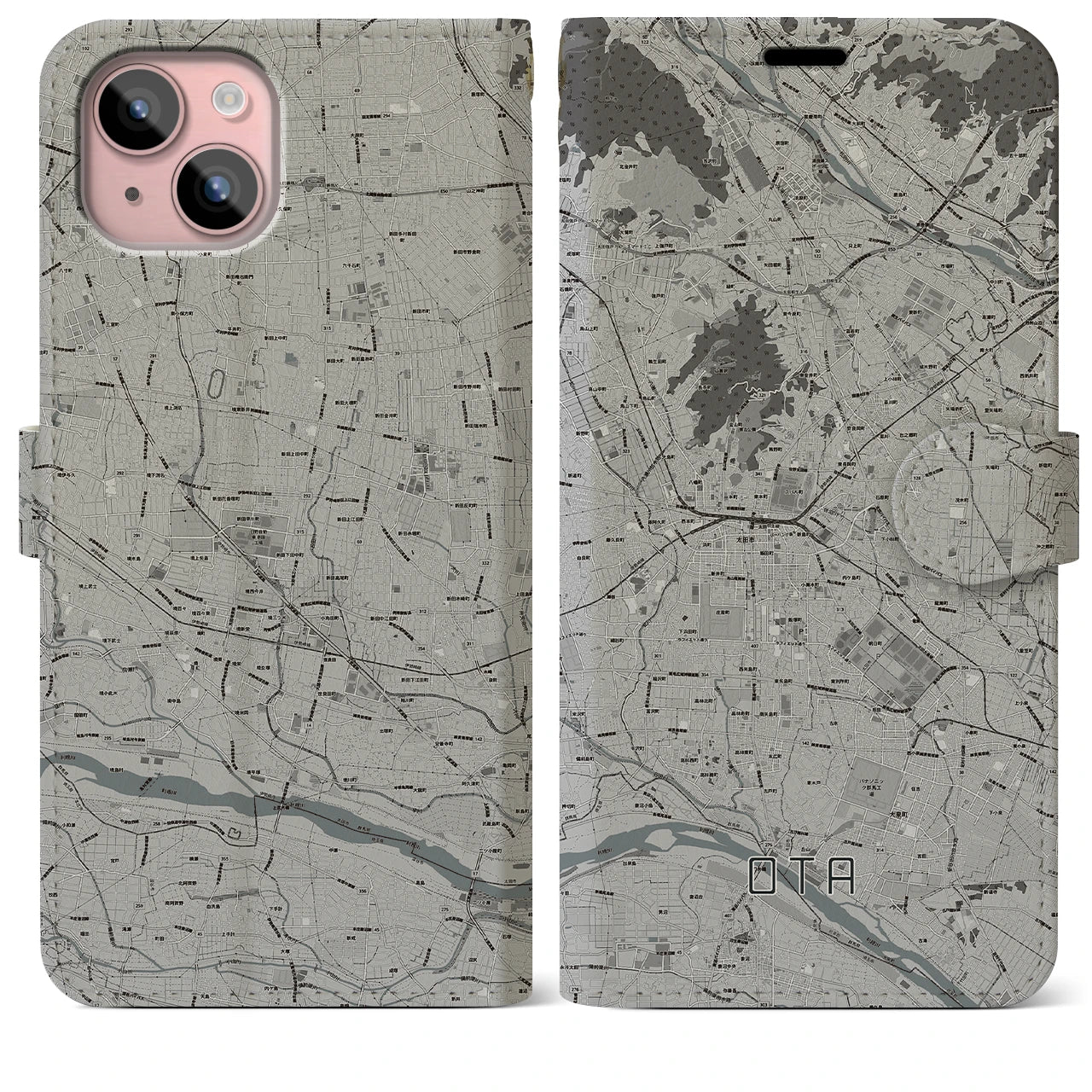 【太田(群馬県)】地図柄iPhoneケース(手帳タイプ)