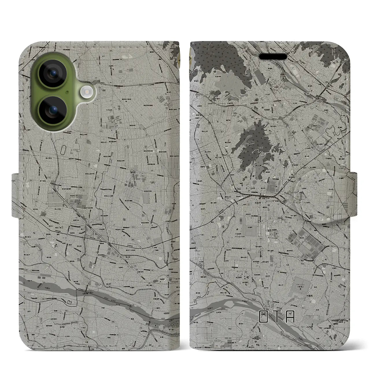 【太田(群馬県)】地図柄iPhoneケース(手帳タイプ)