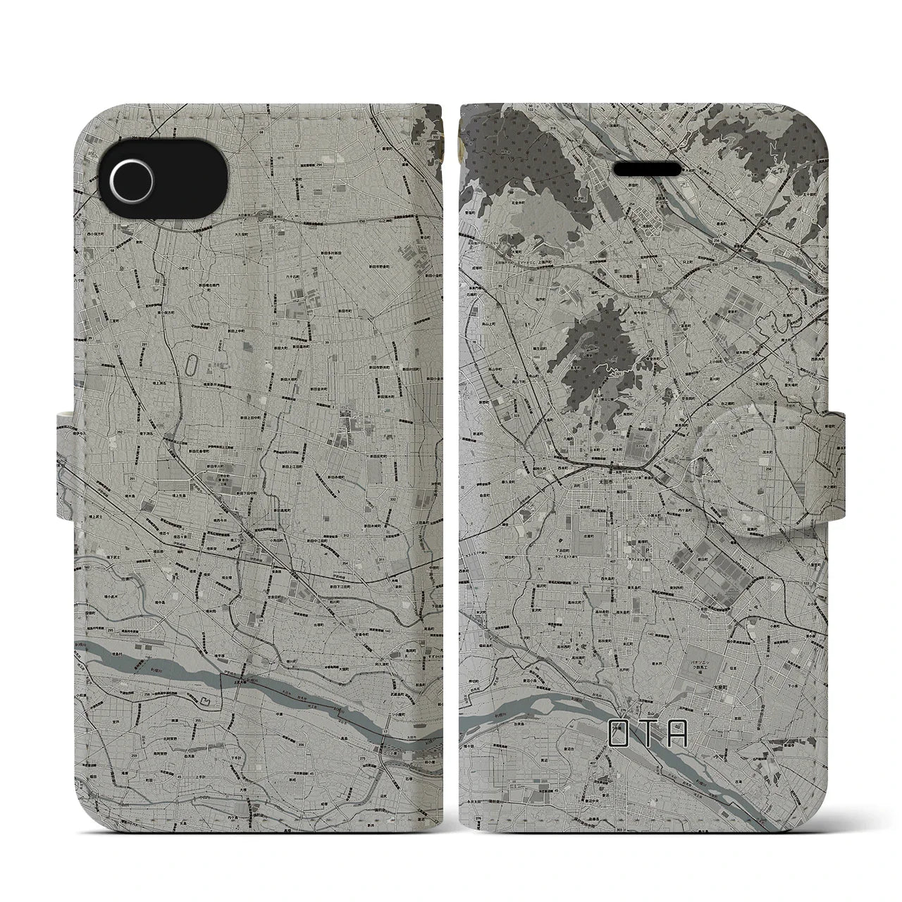 【太田(群馬県)】地図柄iPhoneケース(手帳タイプ)ナチュラル・iPhone 12 / 12 Pro 用
