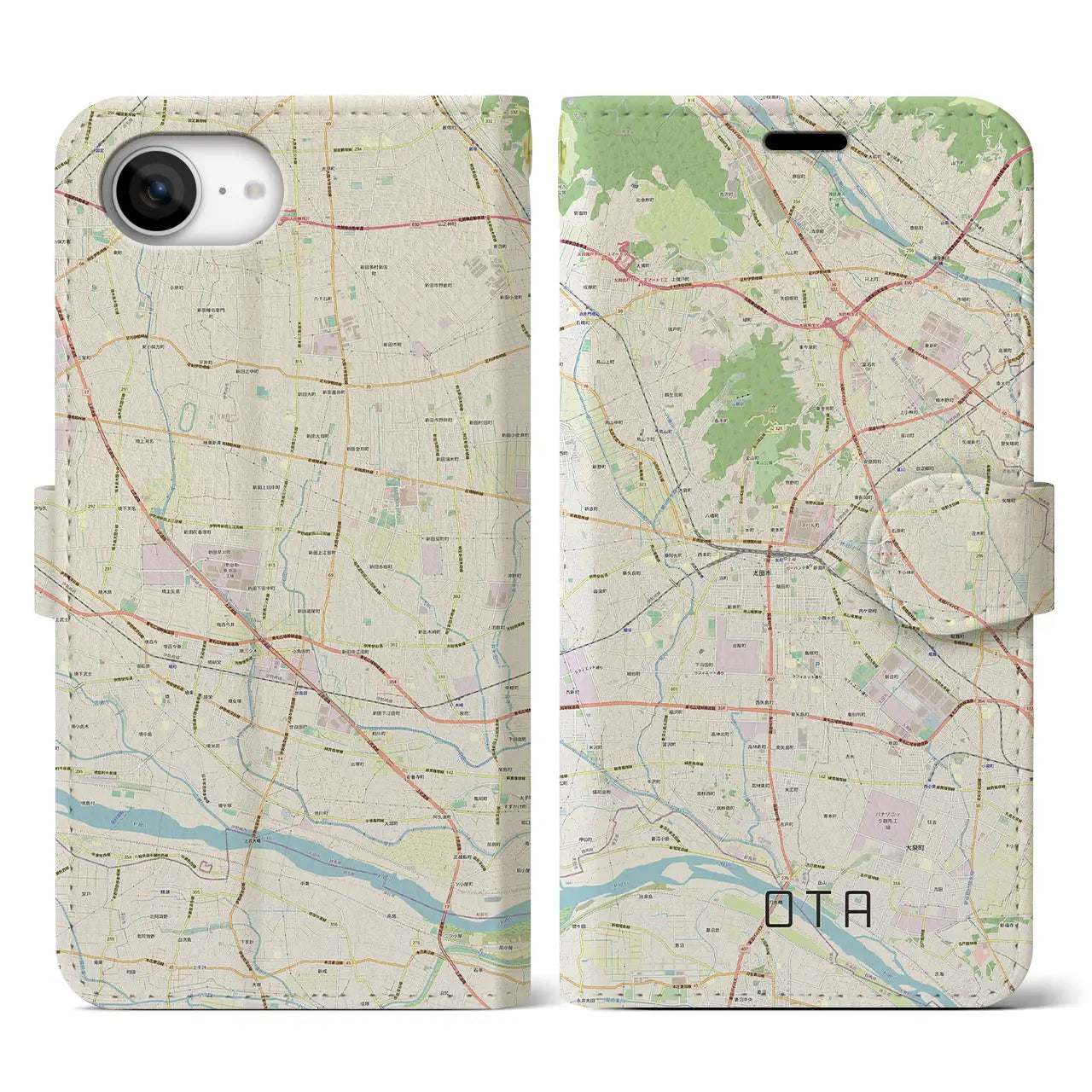 【太田(群馬県)】地図柄iPhoneケース(手帳タイプ)