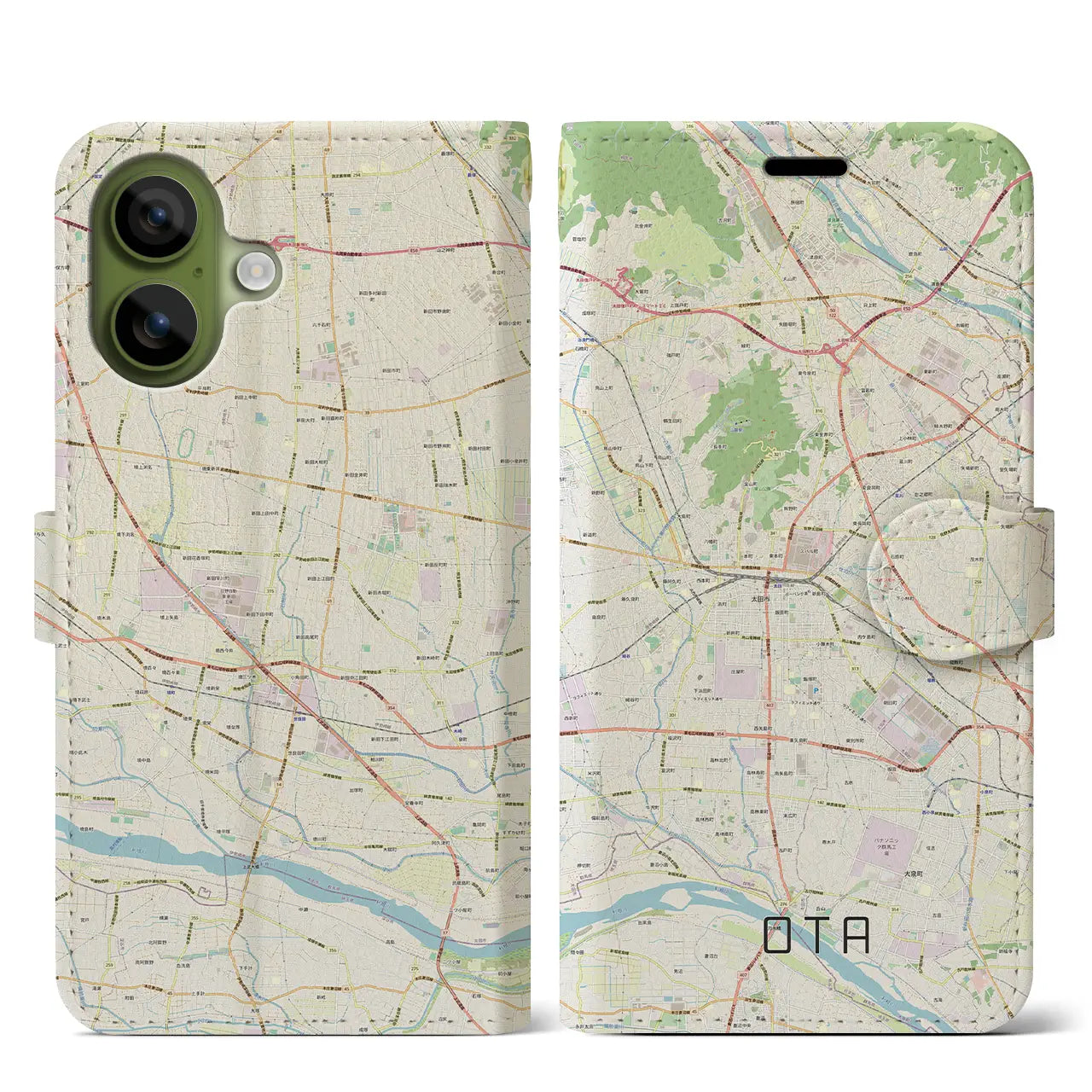 【太田(群馬県)】地図柄iPhoneケース(手帳タイプ)