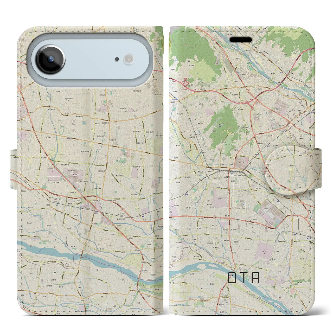 【太田(群馬県)】地図柄iPhoneケース(手帳タイプ)