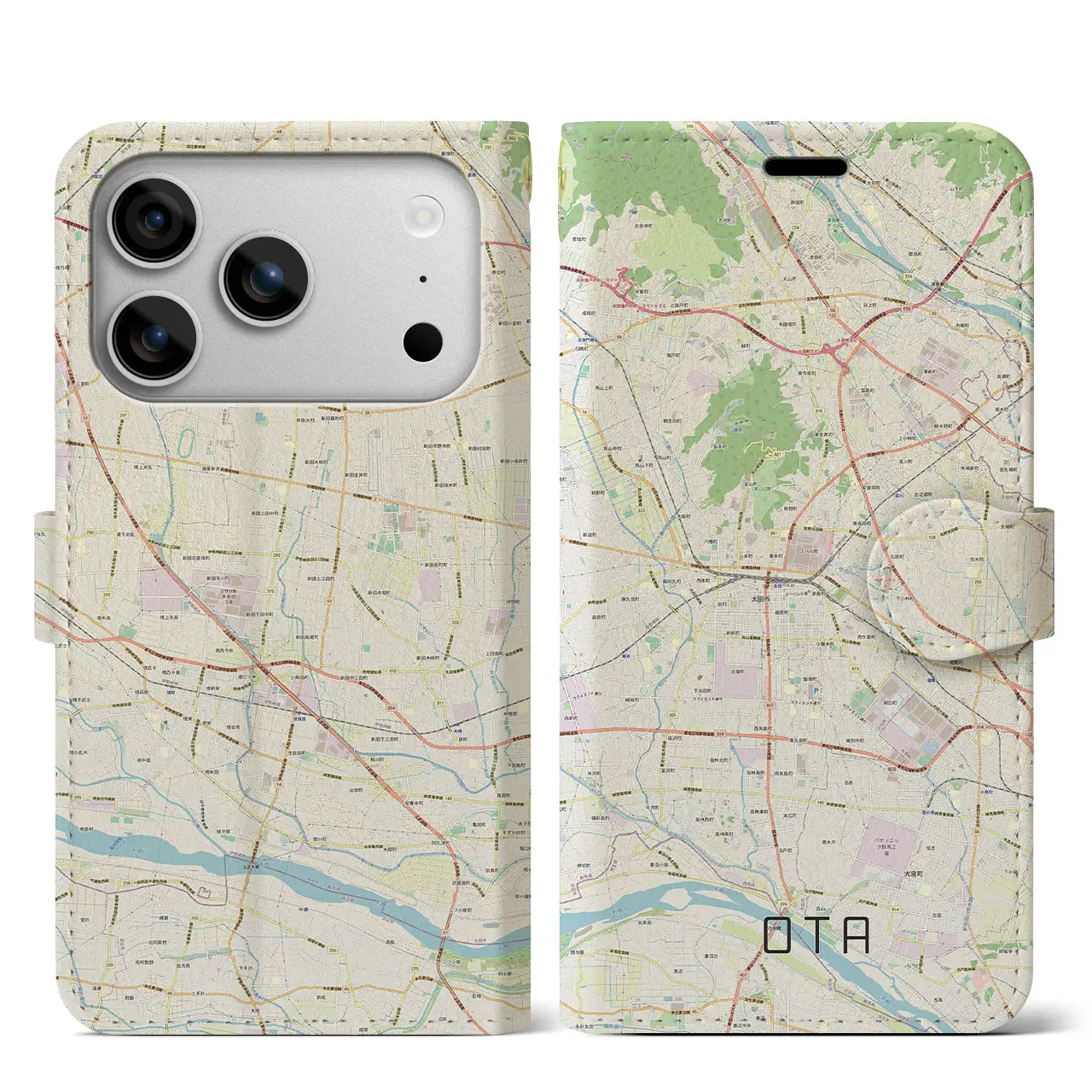 【太田(群馬県)】地図柄iPhoneケース(手帳タイプ)