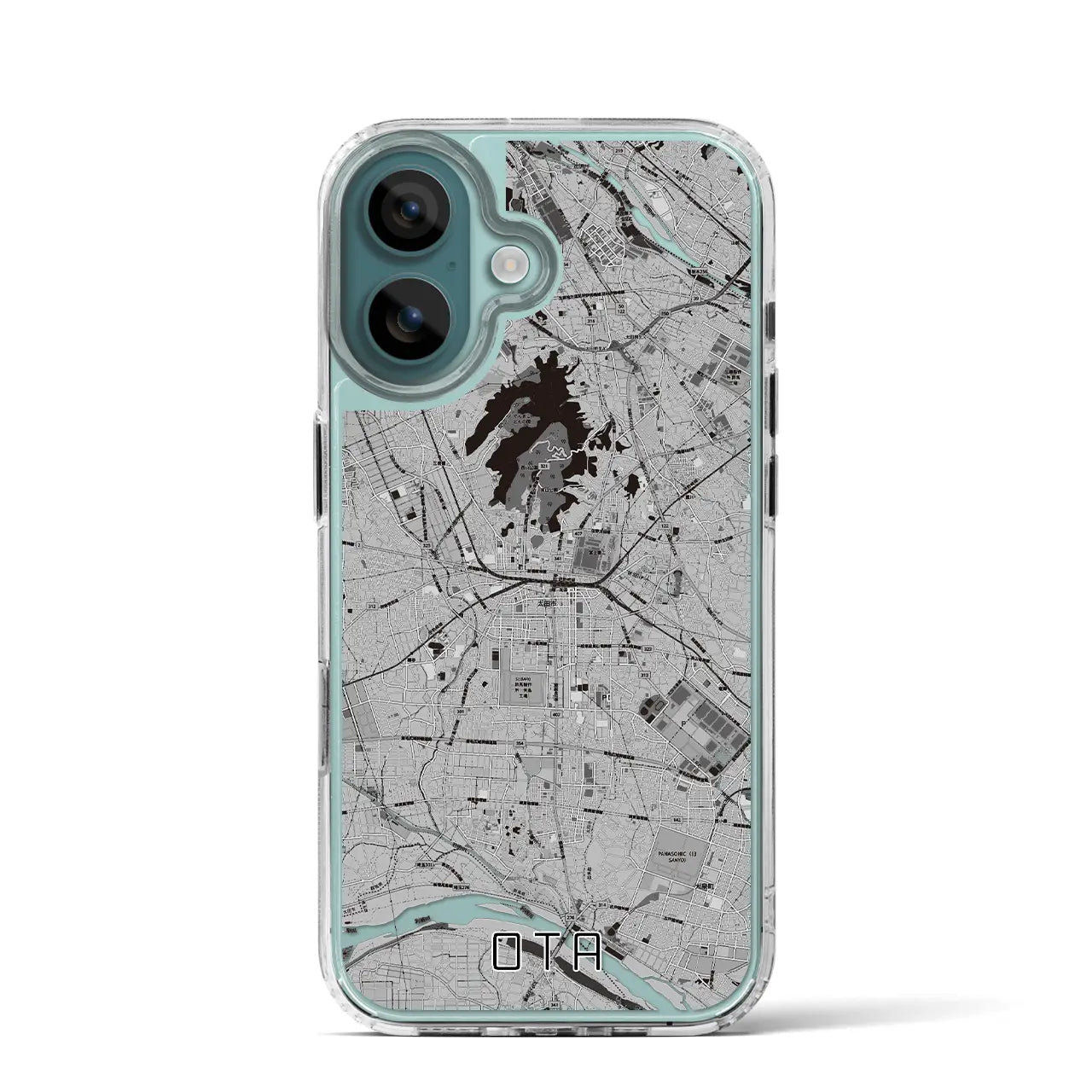 【太田(群馬県)】地図柄iPhoneケース(MagSafeタイプ)モノトーン・iPhone 16 Pro 用