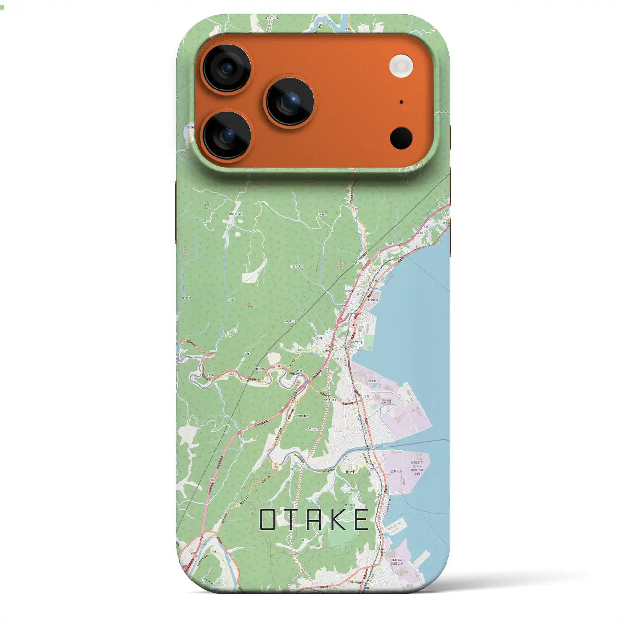 【大竹(広島県)】地図柄iPhoneケース(バックカバータイプ)ブラック・iPhone 17 Pro Max 用