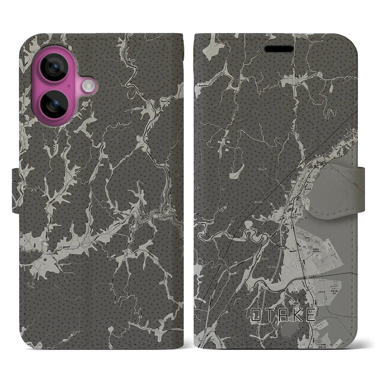 【大竹(広島県)】地図柄iPhoneケース(手帳タイプ)