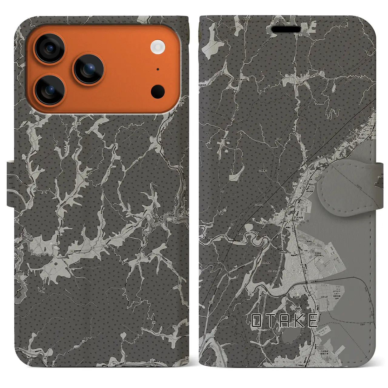 【大竹(広島県)】地図柄iPhoneケース(手帳タイプ)