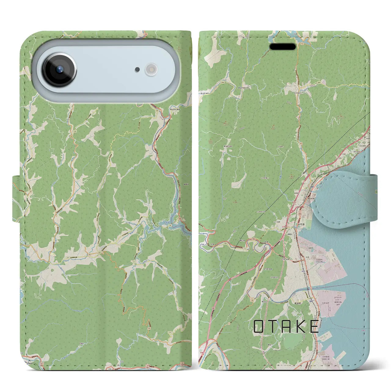 【大竹(広島県)】地図柄iPhoneケース(手帳タイプ)ナチュラル・iPhone 17 Pro Max 用