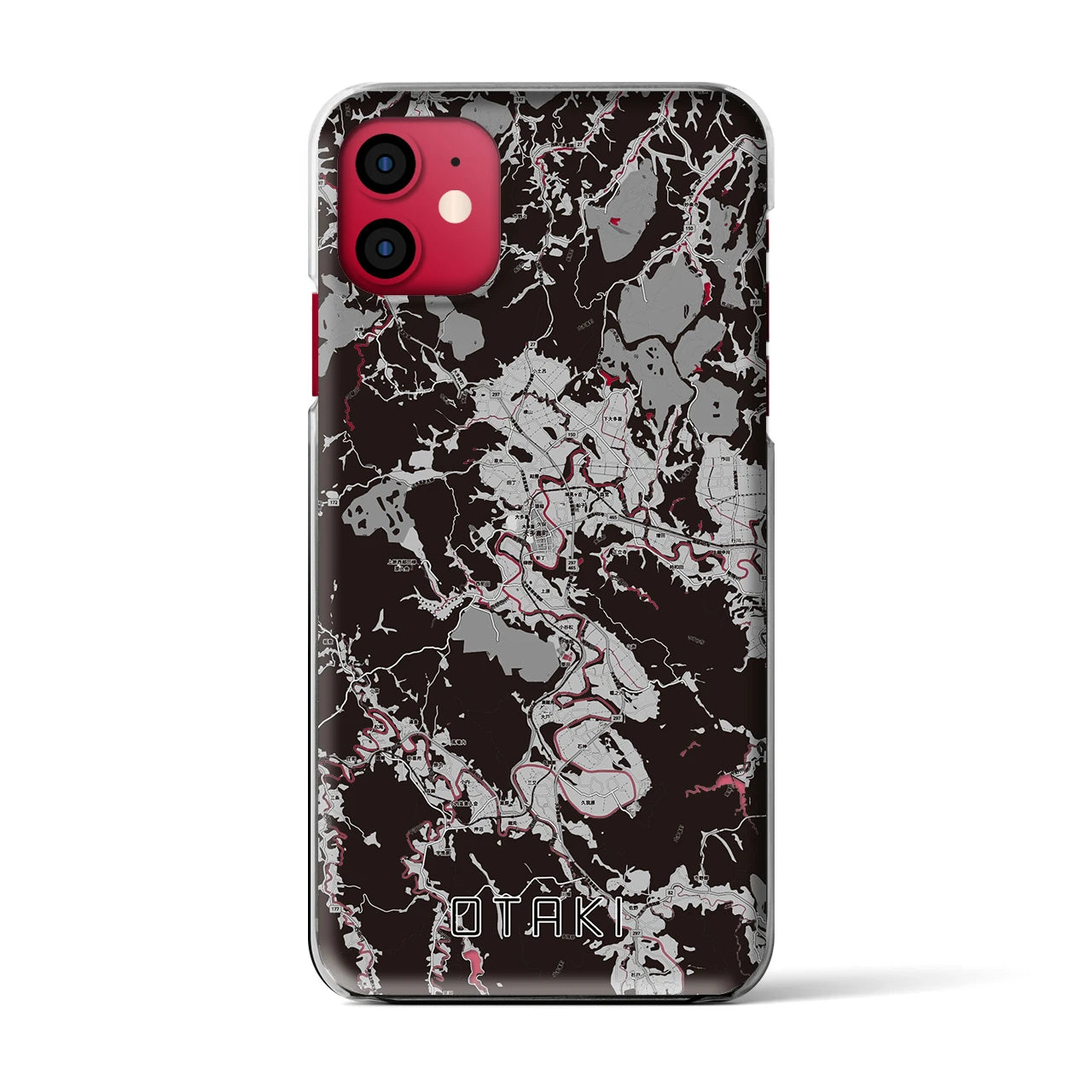 【大多喜(千葉県)】地図柄iPhoneケース(クリアタイプ)モノトーン・iPhone 11 用