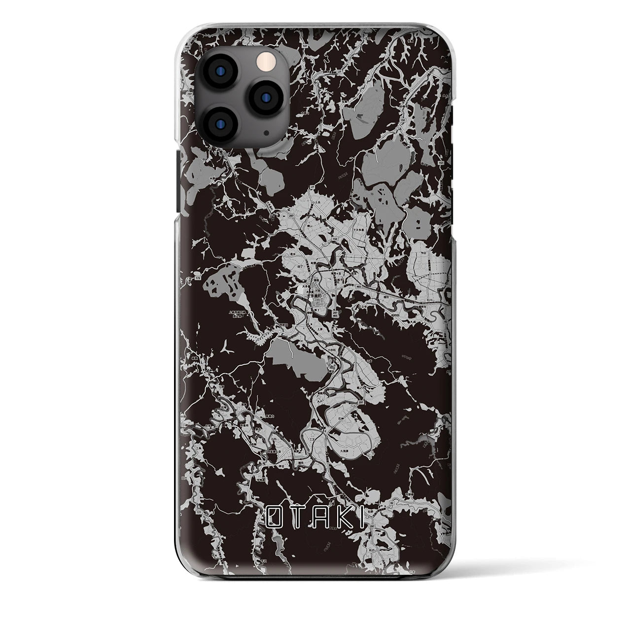 【大多喜(千葉県)】地図柄iPhoneケース(クリアタイプ)モノトーン・iPhone 11 Pro Max 用