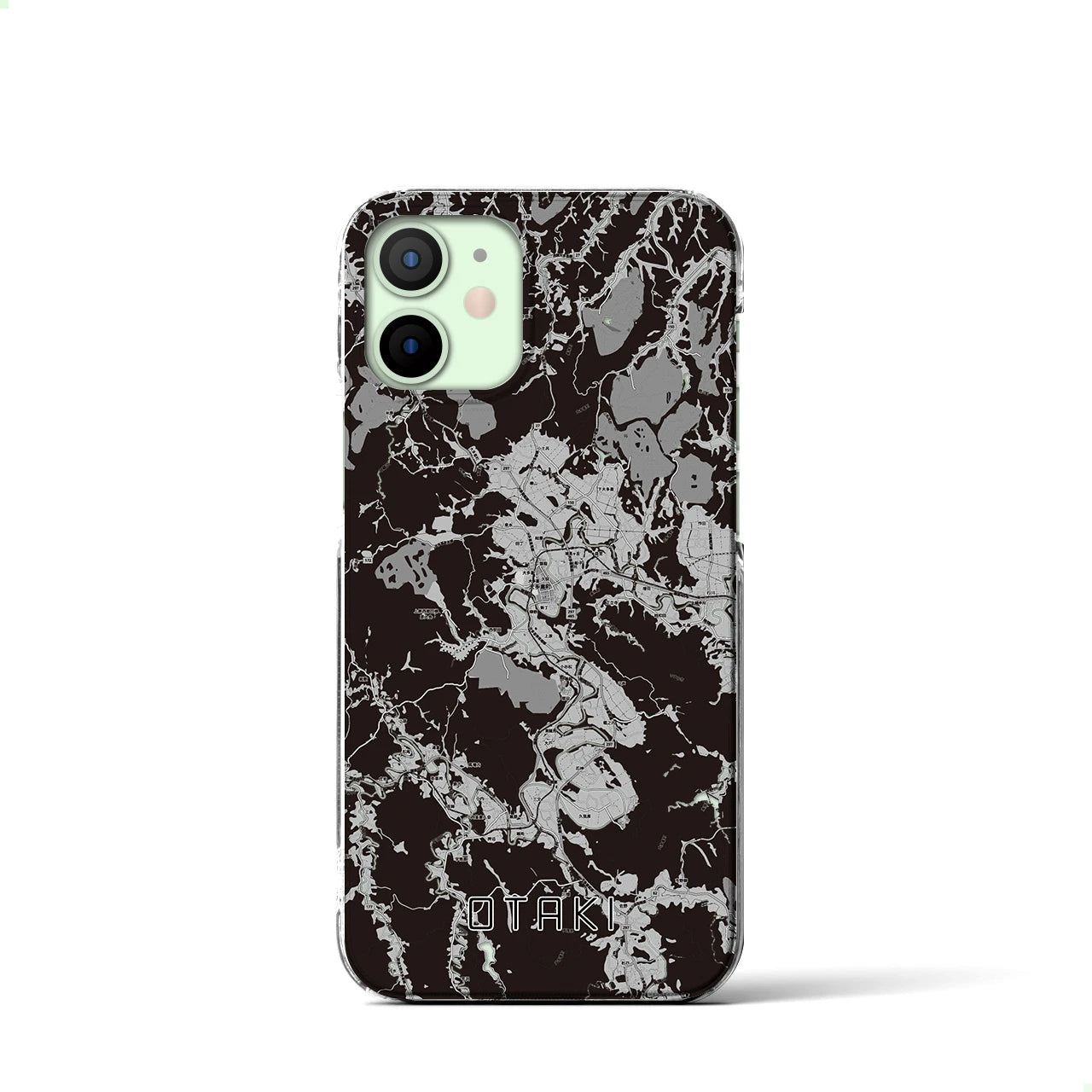 【大多喜(千葉県)】地図柄iPhoneケース(クリアタイプ)モノトーン・iPhone 12 mini 用